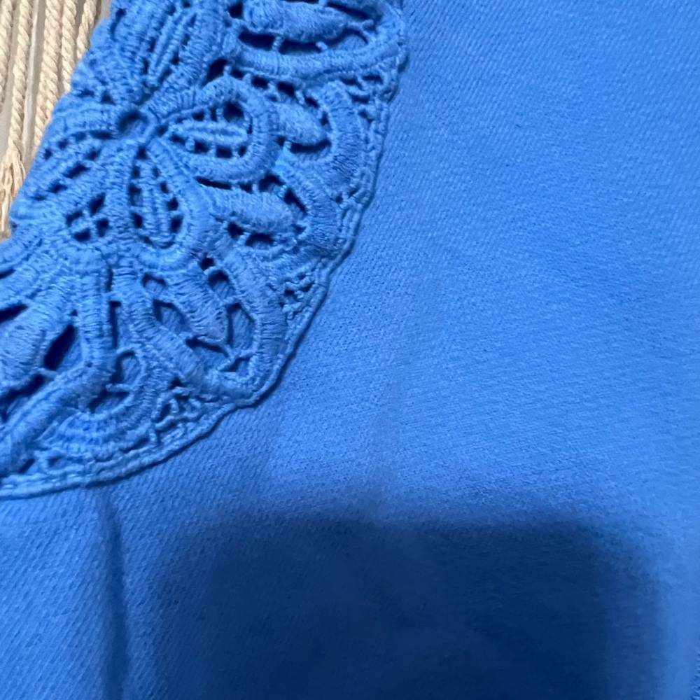 Aerie Keep it Light Crochet Sweatshirt, NWT, Laundry Blue Color, Large - Picture 7 of 10